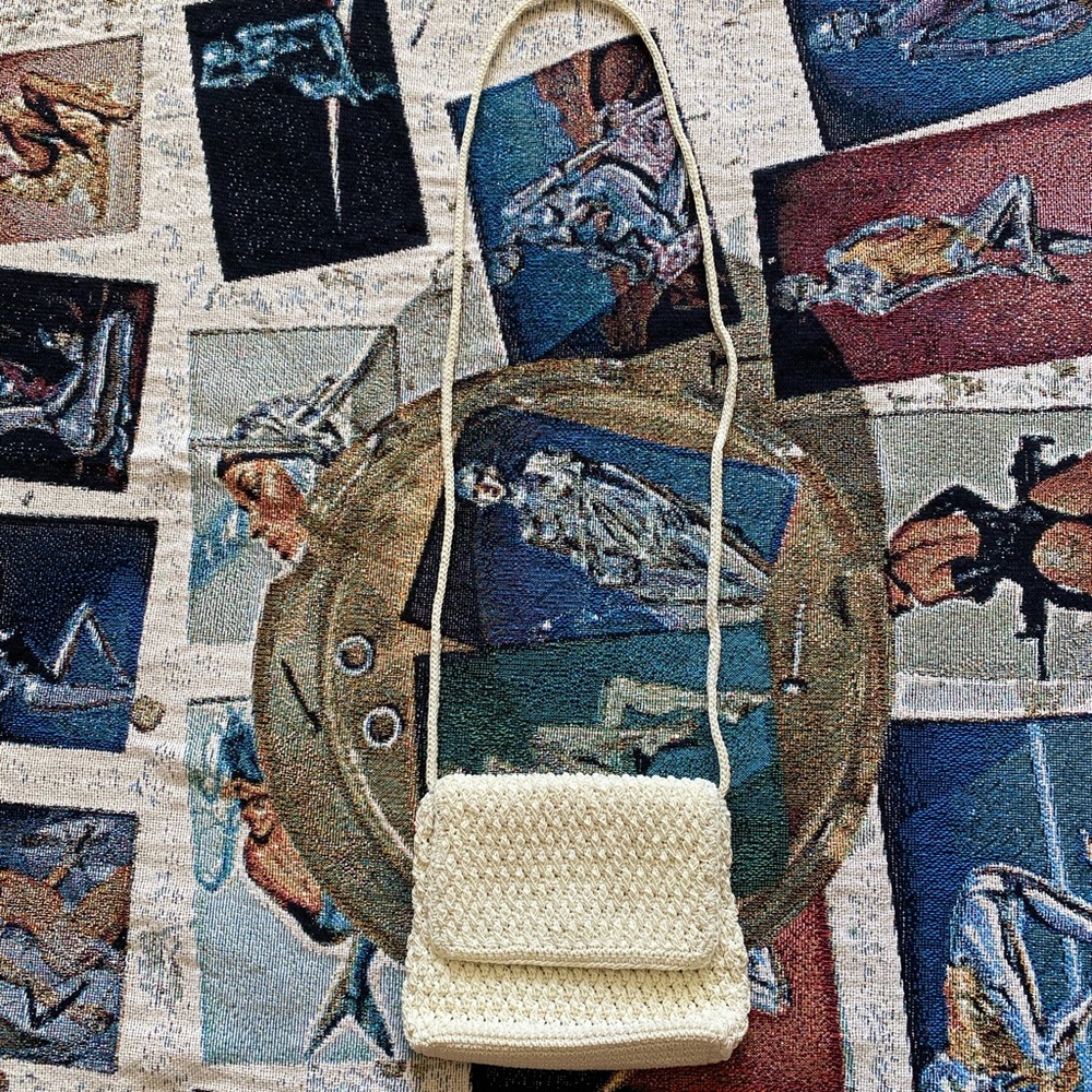 🧈 VINTAGE LIZ CLAIBORNE MACRAME CROCHET PURSE 🧈